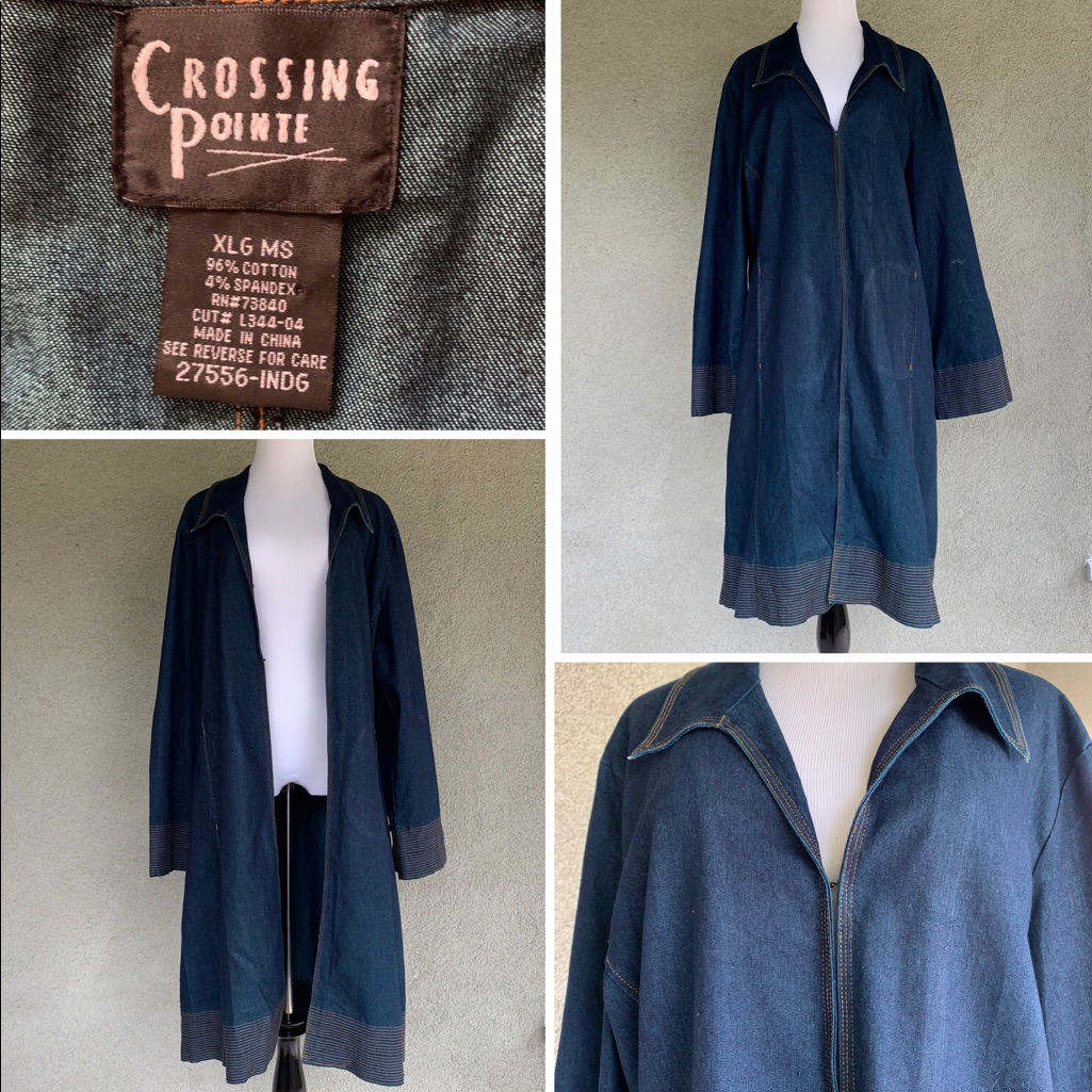 “Crossing Point” Dark Wash Jean Coat Duster Classy